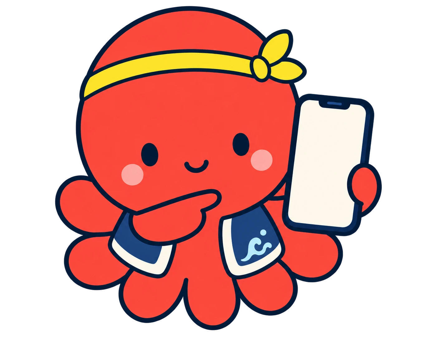 スマートフォンを持つまけタコ